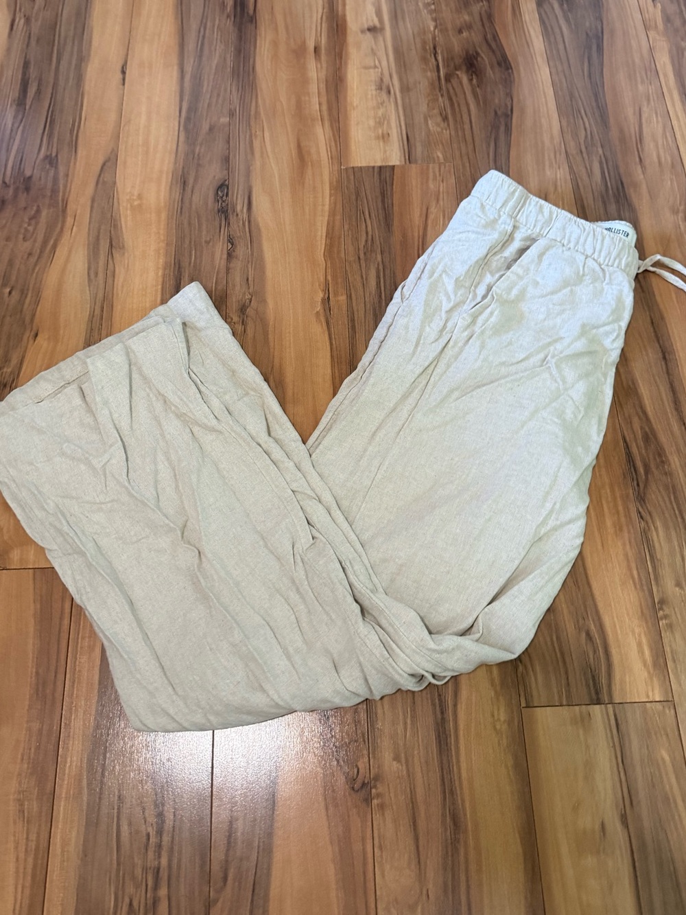 Light Tan Drawstring Linen Pants